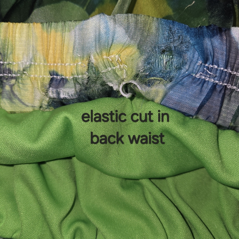 Green 3X Full Floral Maxi Skirt Elastic Waist See Pics - Picture 4 of 11